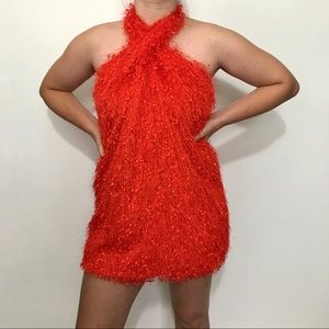 Zara Orange Fringe Mini Dress